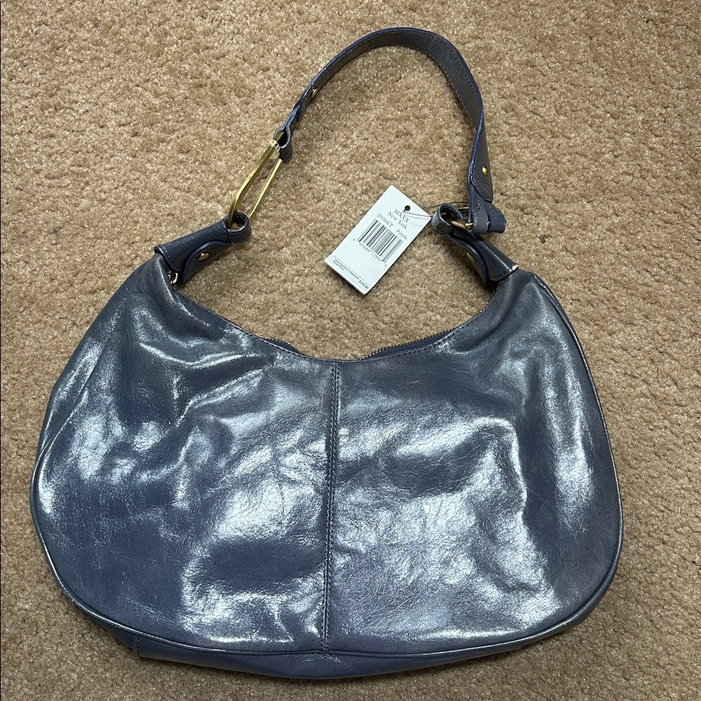 VINTAGE NWT Maxx New York Smoky Blue Leather Hobo Bag - Picture 7 of 9